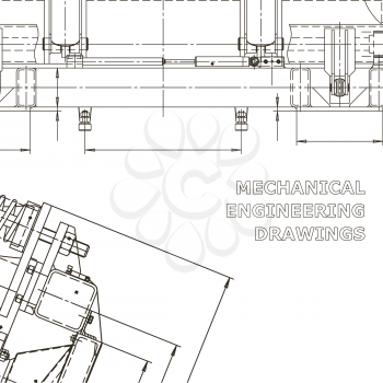 Corporate Identity. Blueprint, scheme, plan, sketch. Technical illustrations, background. Machine industry