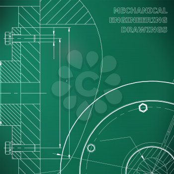 Light green background. Technical illustration. Mechanical engineering. Technical design. Instrument making. Cover, banner, flyer, background. Corporate Identity