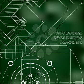 Mechanics. Technical design. Engineering. Mechanical Corporate Identity. Green background