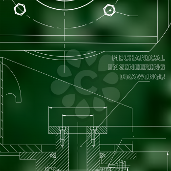 Mechanics. Technical design. Engineering style. Green background