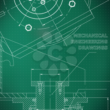 Mechanics. Technical design. Engineering style. Mechanical instrument making. Light green background. Points