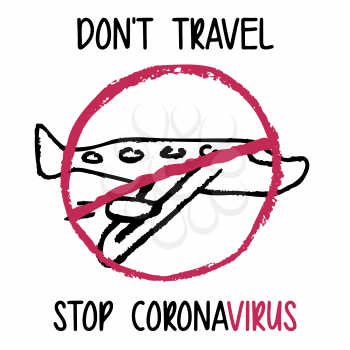 Children's drawing with wax crayons. Stay at home. Coronavirus pandemic self isolation, health care. Stop travelling to risk places COVID-19 coronavirus prevention. Prevent COVID-19