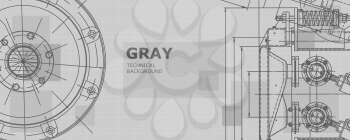 Mechanical engineering drawing. Abstract drawing. Engineering technological wallpaper