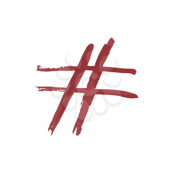 Hand drawing paint, brush drawing. Isolated. Doodle grunge style icon. Hashtag icon