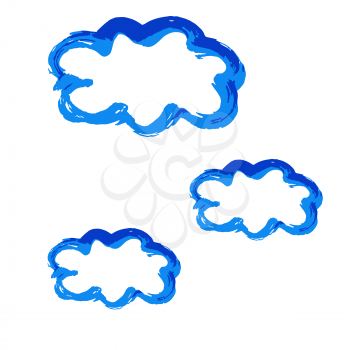 Hand drawing paint, brush drawing. Isolated on a white background. Doodle grunge style icon. Outline icon, cartoon illustration. Clouds icon