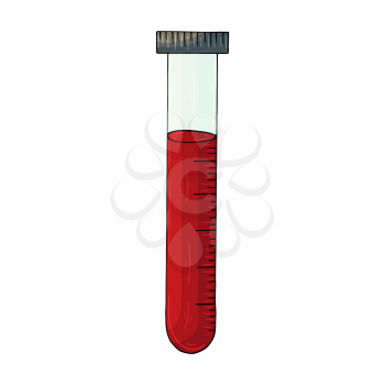 Medical icon. Vector illustration in hand draw style. Image isolated on white background. Medical tools. Test tube