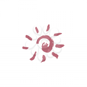 Sun icon. Hand drawing paint, brush drawing. Isolated on a white background. Doodle grunge style icon. Outline, line icon, cartoon illustration