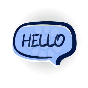 hello, hi, welcome lettering, cartoon exclusive font label tag expression, sounds illustration with shadow. Comic text sound effects. Vector bubble icon speech phrase. Comics book balloon