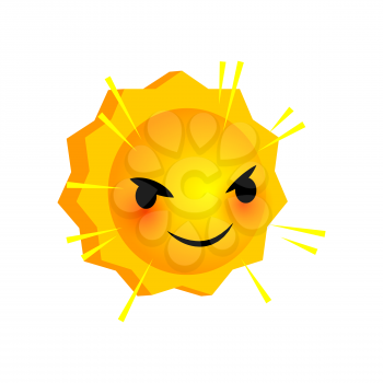Vector illustration angry tricky sunny smile icon. Face emoji yellow icon. Smile cute funny emotion face on isolated background. Happy feelings, expression for message, sms.