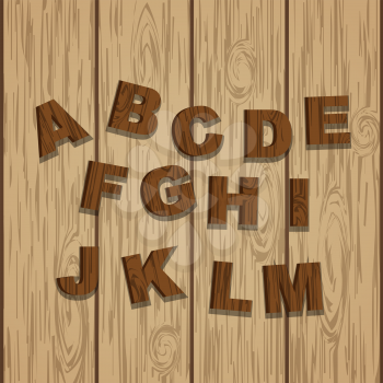 First half Grunge colored Wooden Alphabet, vector set with all Letters, ready for your Text Message, Title or Logos Design