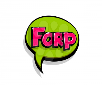 Lettering forp frr. Comic text logo sound effects. Vector bubble icon speech phrase, cartoon font label, sounds illustration. Comics book funny text.