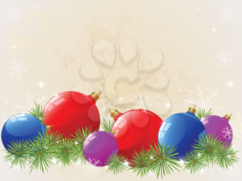 vector  background with Christmas tree and balls