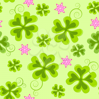 Saint Patrick's Day seamless pattern with  four leaf clover