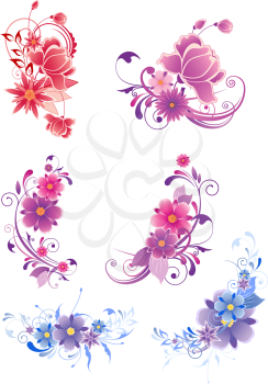 floral decorative elements with flowers and ornament