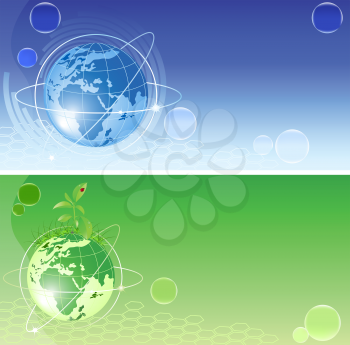 vector backgrounds with blue and green globe