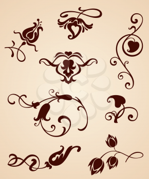 Set of vector calligraphic design elements