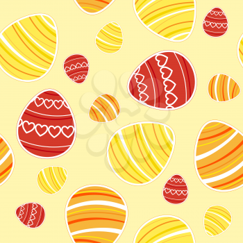 Yellow vector seamless pattern with Easter eggs