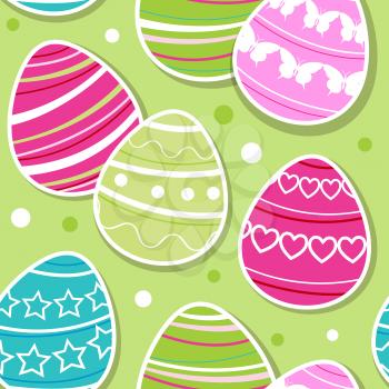 Abstract  vector Easter seamless pattern with eggs on a green background