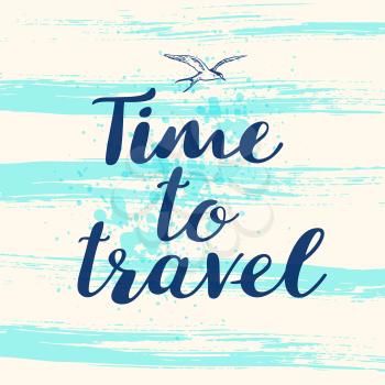 Blue vector abstract travel background with lettering Time to travel