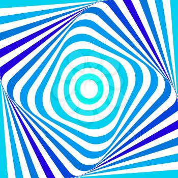 Abstract vector geometric design with blue stripes on a white background. Optical illusion with 3d effect.