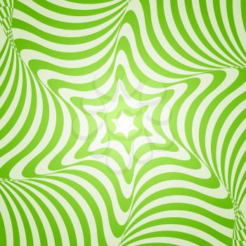 Abstract vector geometric design with green stripes on a white background. Optical illusion with 3d effect.