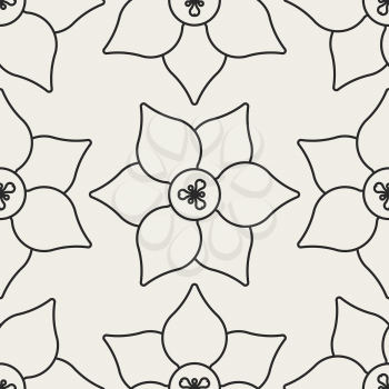 Decorative geometrical floral seamless pattern.  Vector background with flowers. 
