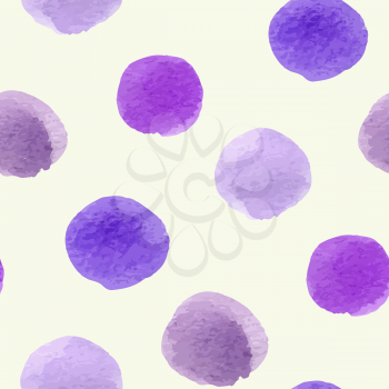 Decorative violet abstract watercolor seamless pattern with round blobs