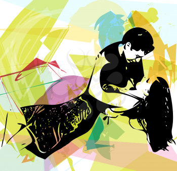 Abstract illustration of Latino Dancing couple 