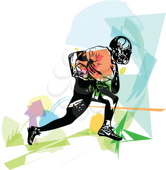 American football player illustration with abstract background