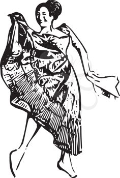 Illustration of woman dancing. Vector Illustration