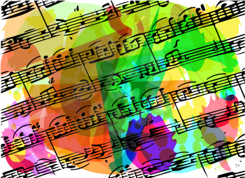 colorful musical notes book illustration on abstract background