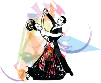 Abstract drawing of Latino Dancing couple vector illustration