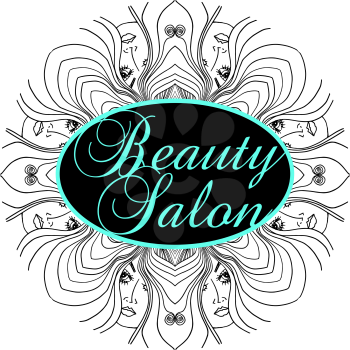 Beauty Salon Cover with Abstract beautiful woman face illustration on the background