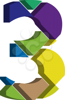 Colorful three-dimensional font number 3