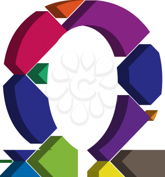 Colorful three-dimensional OMEGA Symbol