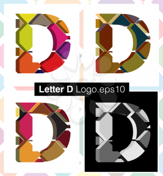 Colorful three-dimensional font letter D