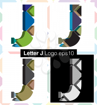 Colorful three-dimensional font letter J