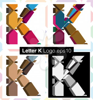 Colorful three-dimensional font letter K