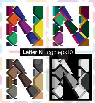 Colorful three-dimensional font letter N