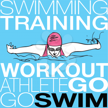 Illustration of Girl swimming in butterfly stroke style 