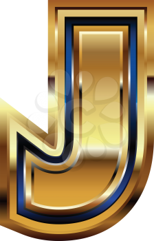 Golden Font Letter J