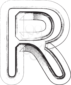 Grunge font. Letter R