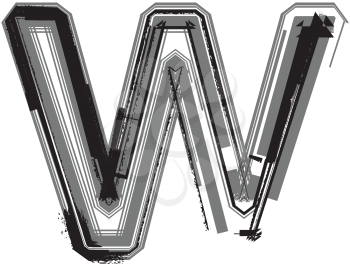 Grunge font. Letter w