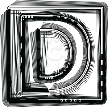 Striped Font Letter D