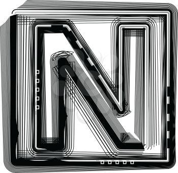 Striped Font Letter N