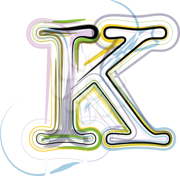 Organic Font illustration. Letter K