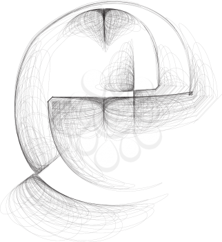 Hand draw font. LETTER e. Vector illustration