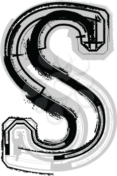 Grunge font. Letter S