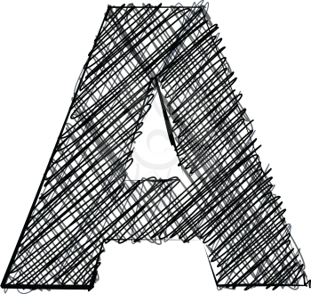Hand draw font. LETTER A. Vector illustration