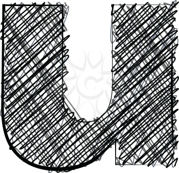 Hand draw font. LETTER u. Vector illustration